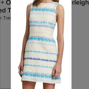 Alice + Olivia Everly tweed striped cream dress